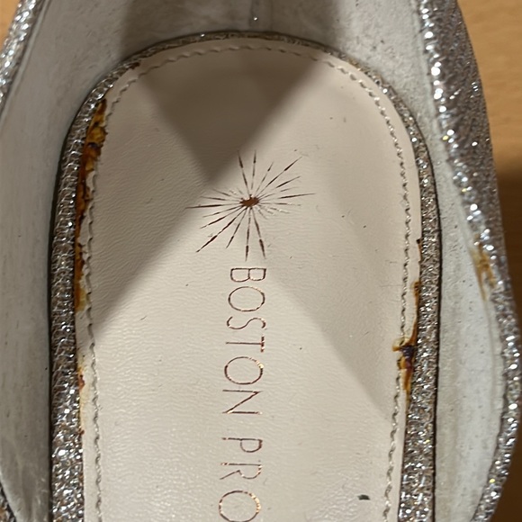 Boston Proper Womens 10 Glitter Gold Pointed Toe Heels - Picture 8 of 11